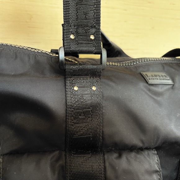 Lauren Ralph Lauren Black Nylon Duffel Overnight Weekend Travel Tote Bag - Picture 4 of 16